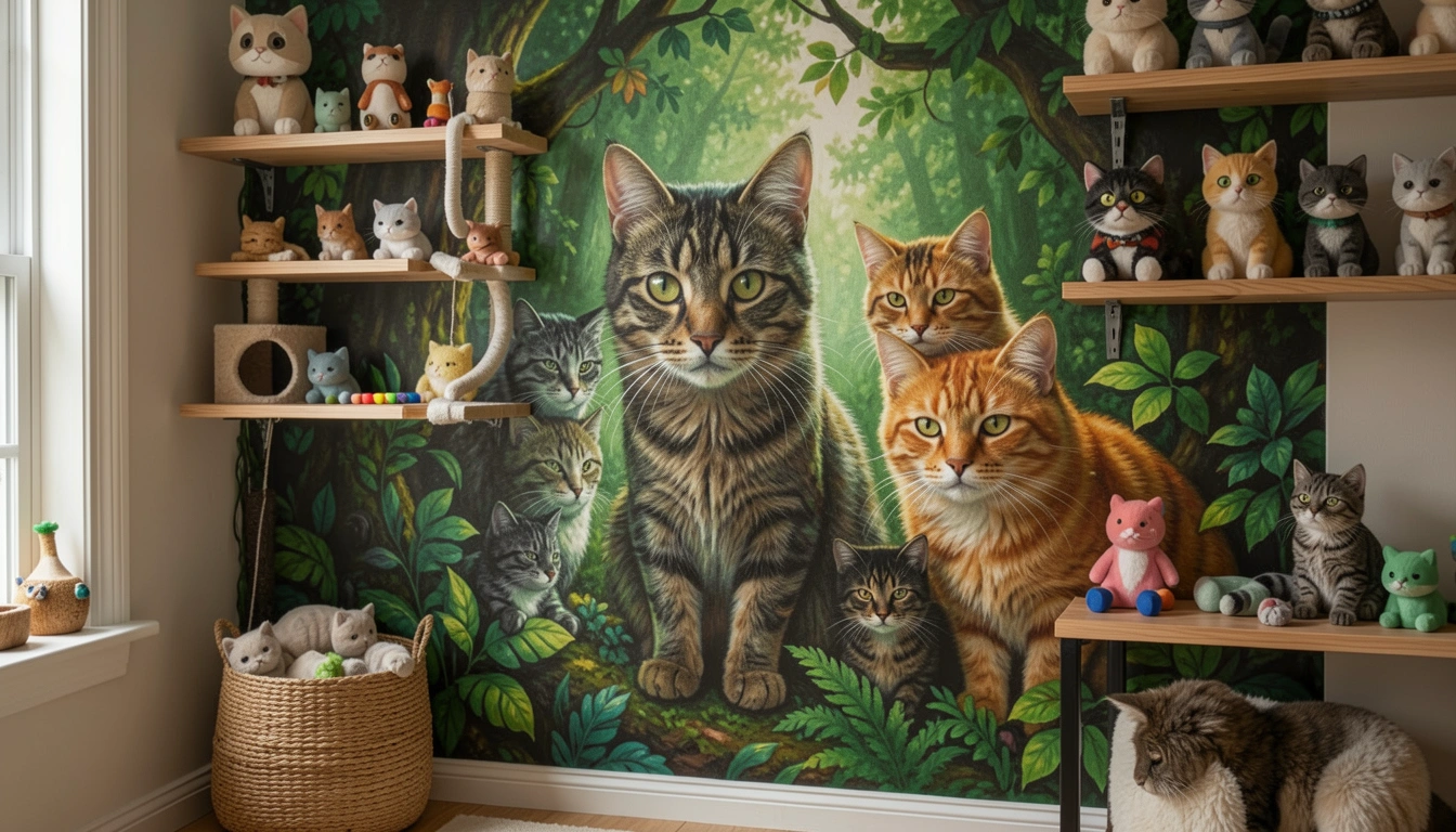 17 Vivid Cat Wall Mural Ideas For Cat Room Decor With Drama