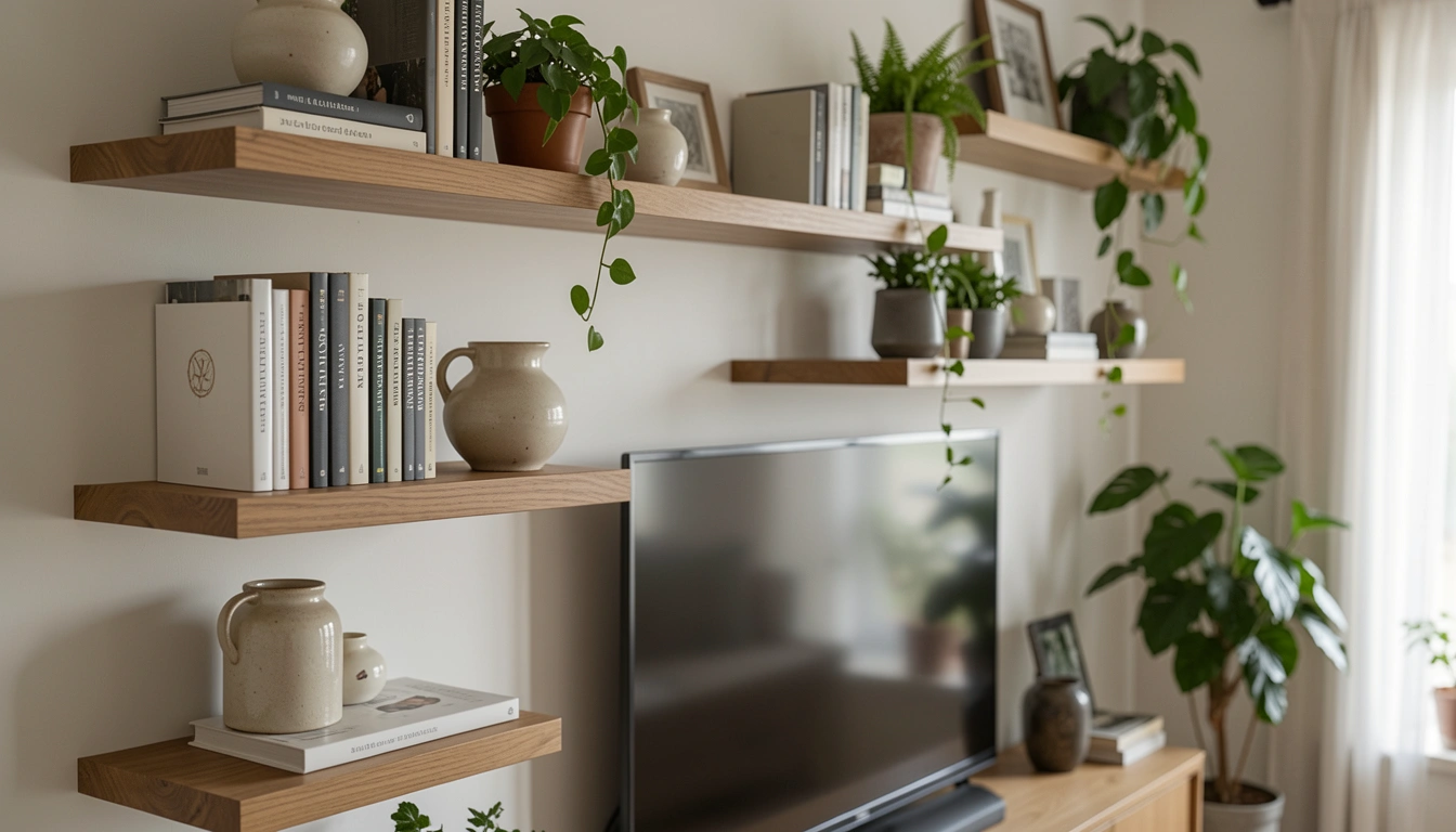 21 Neat Living Room Shelves Around TV Decor Ideas That Balance Well